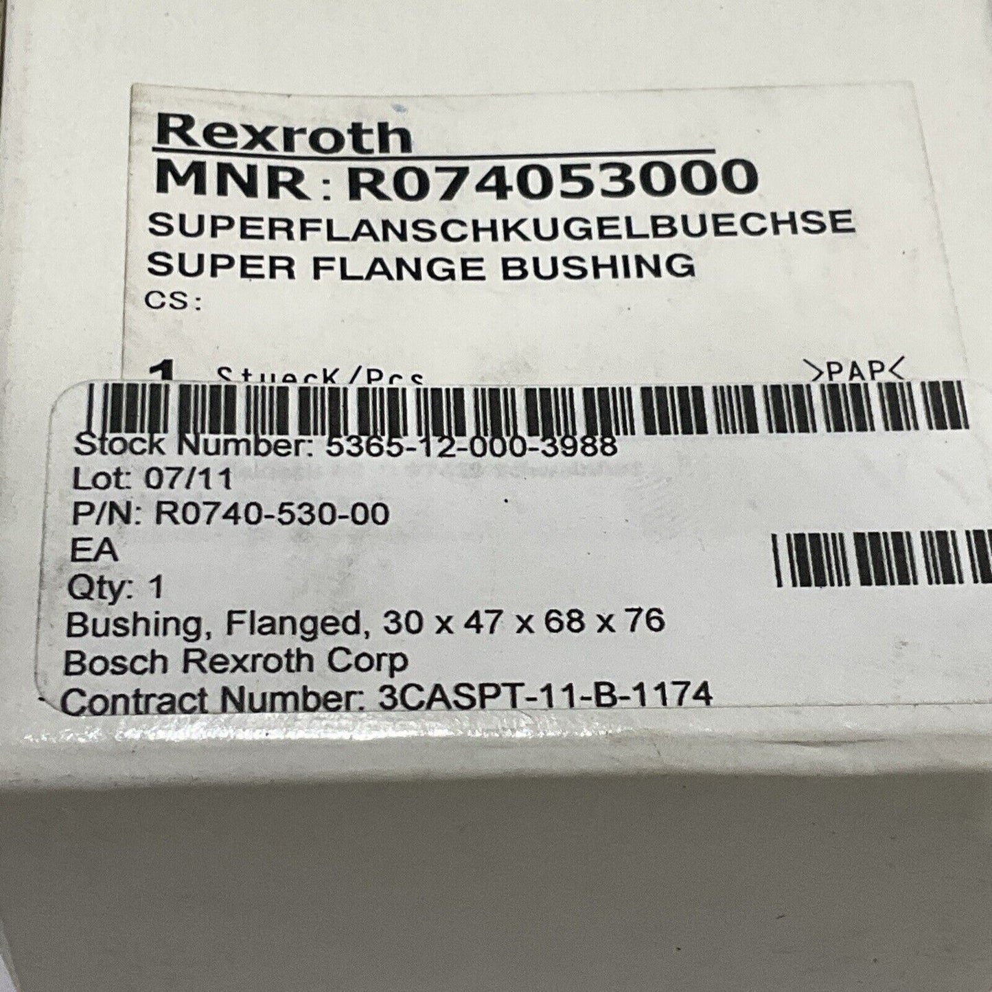 REXROTH R074053000 SUPERFLANGE BUSHING 30 X 47 X 68 X 76 U3S