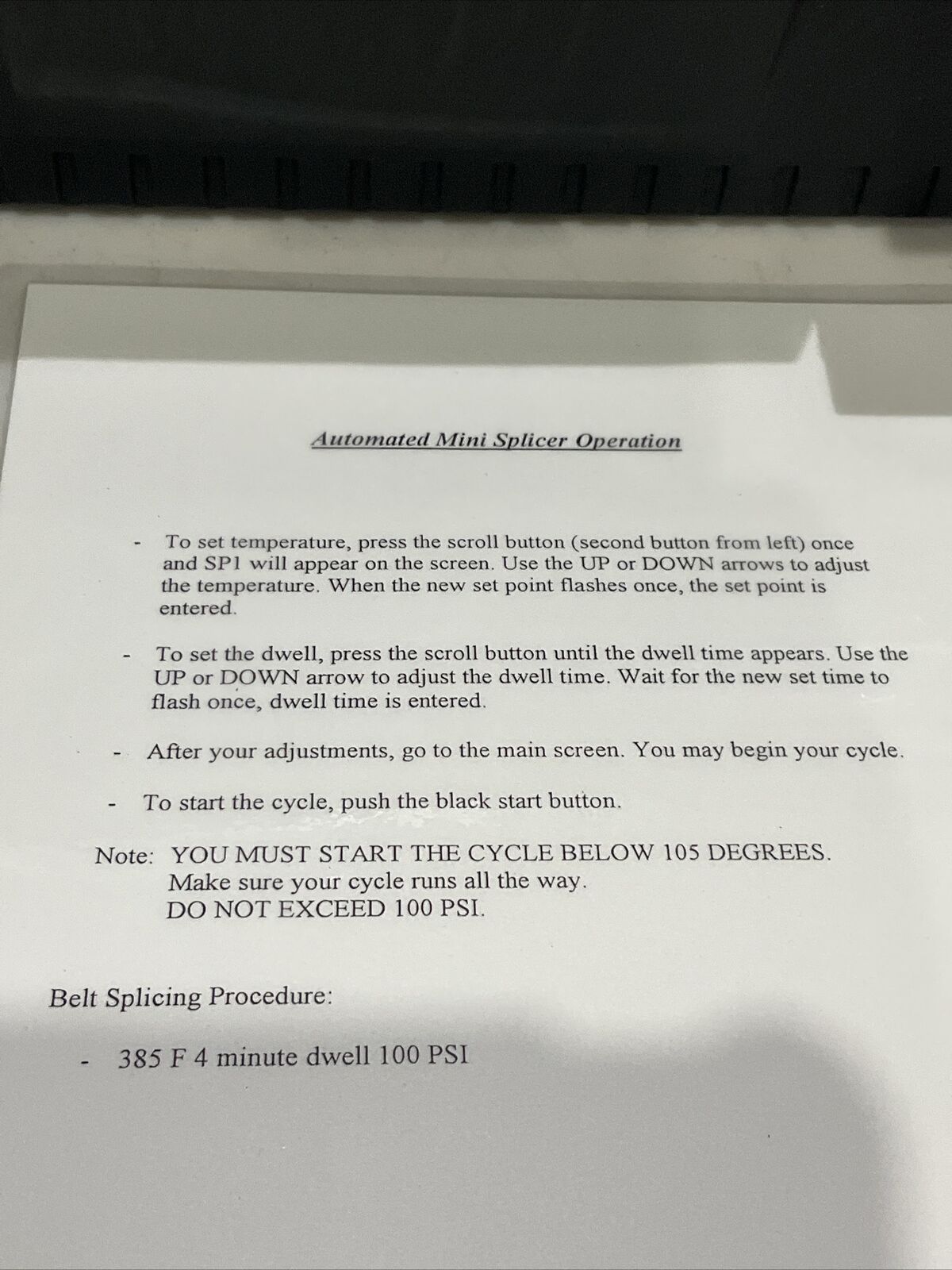 HABASIT MINI-SPLICER AT1050 05-0811-D53195 BELT WELDING CLAMP TOOL 100PSI U3S