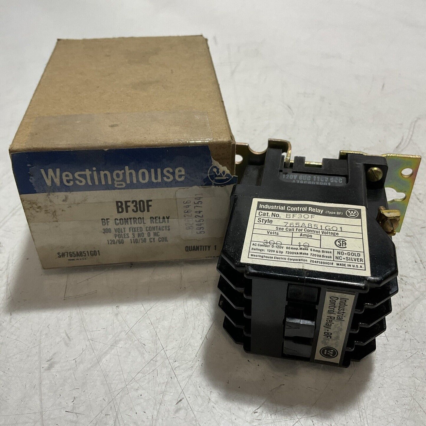 WESTINGHOUSE  BF30F  INDUSTRIAL  CONTROL  RELAY  U3S