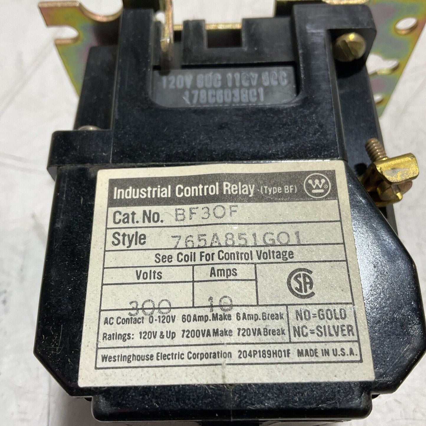 WESTINGHOUSE  BF30F  INDUSTRIAL  CONTROL  RELAY  U3S