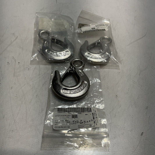 FORGED  316 EYE SLIP  HOOK   SIZE 5/16  LOT OF 3 U3S