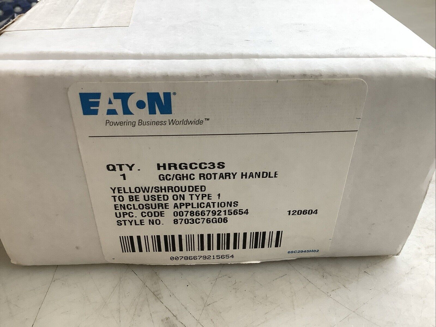 EATON HRGCC3S YELLOW SHROUDED ROTARY HANDLE FOR BREAKER SWITCH U3S