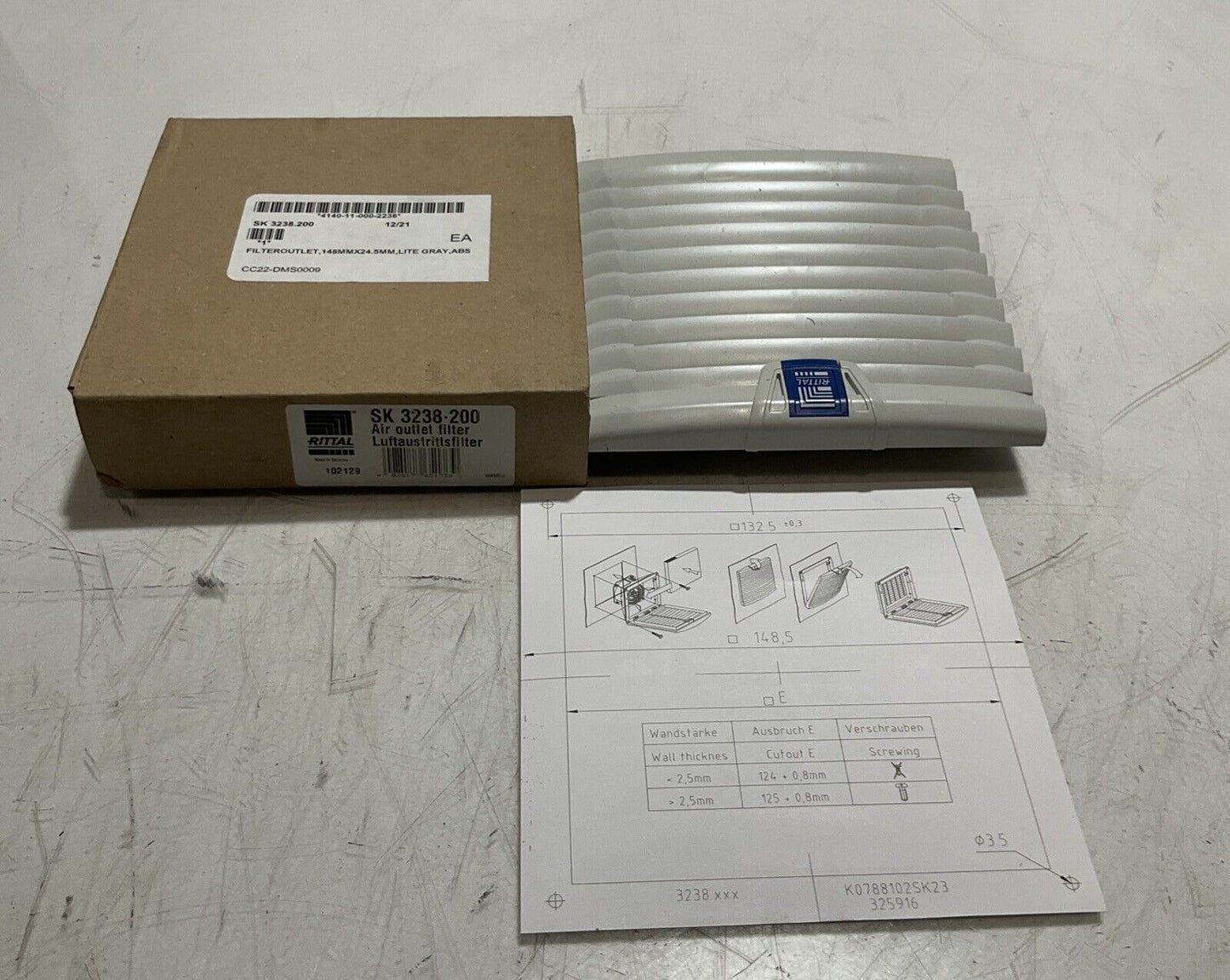RITAL  SK3238-200  AIR OUTLET  FILTER  148MMX5MM LITER GRAY ABS  LOT OF 13  U3S