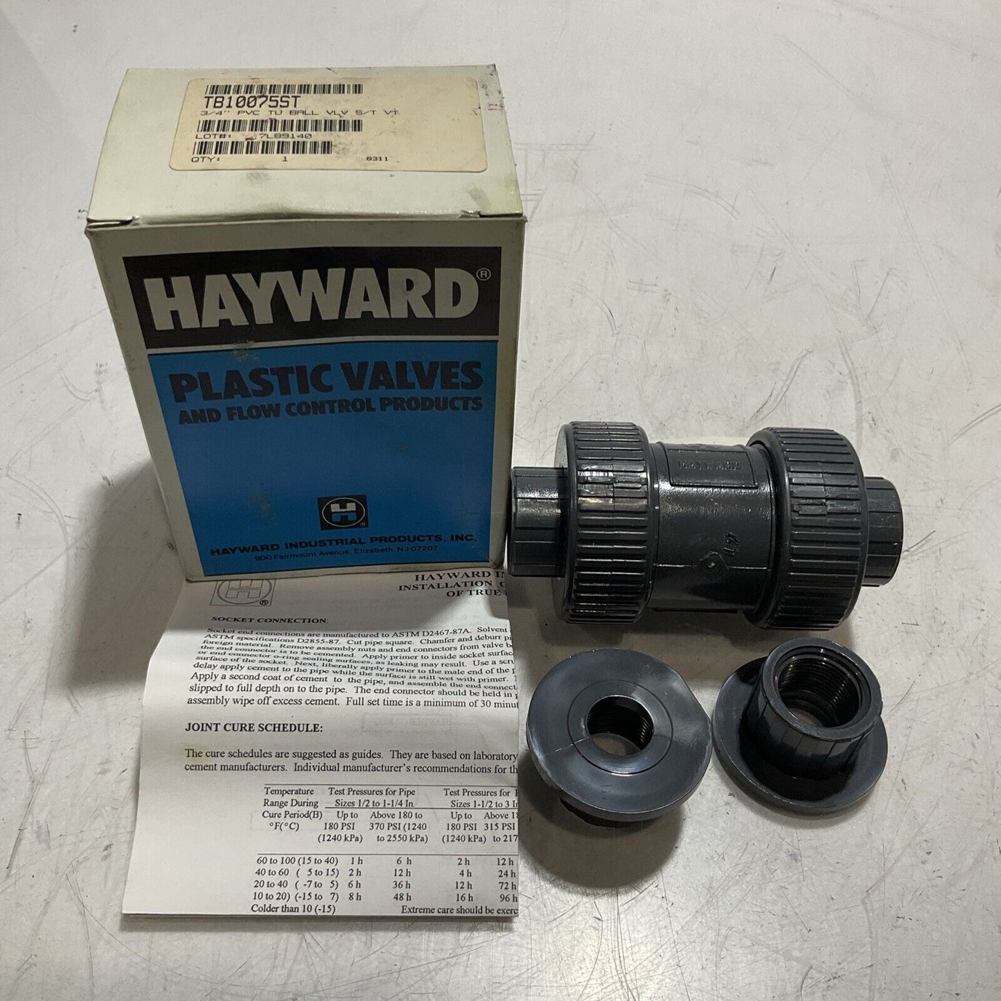 HAYWARD  TB10075ST  PLASTIC VALVE AND FLOW CONTROL PRODUCTS