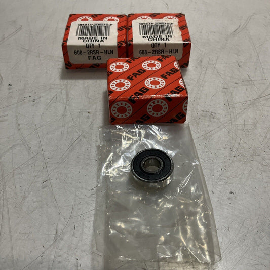 FAG  608-2RSR-HLN  DEEP  GROOVE BALL BEARING SINGLE ROW  LOT OF  3 U3S