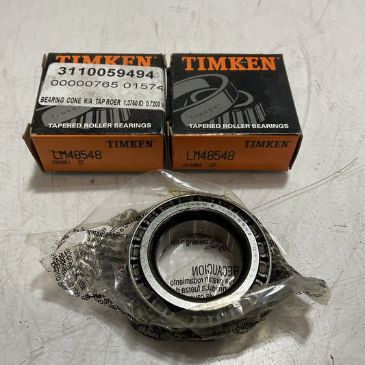 TIMKEN  LM48548   TAPERED ROLLER  BEARINGS  LOT  OF 2 U3S