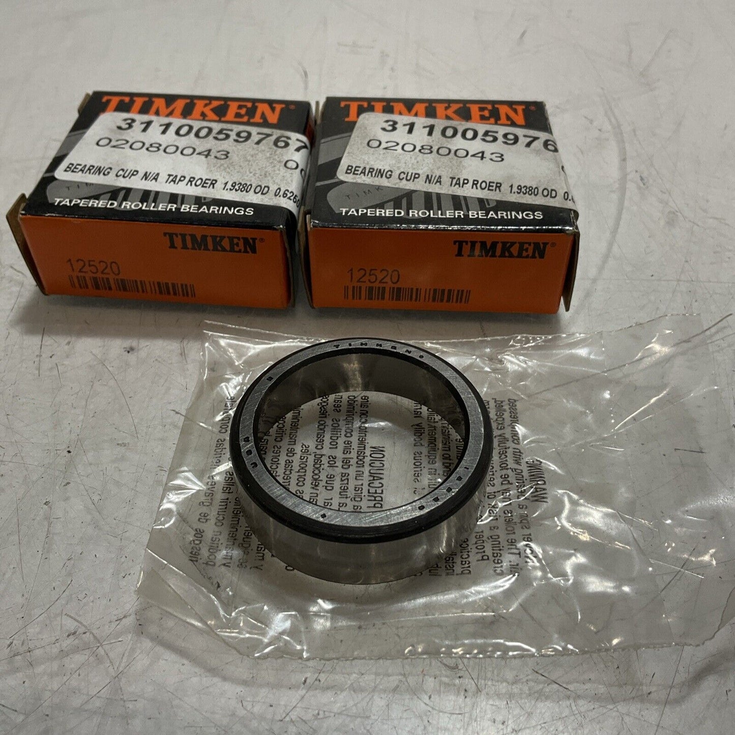 TIMKEN  12520  TAPERED ROLLER  BEARING CUPS   LOT OF 2 U3S