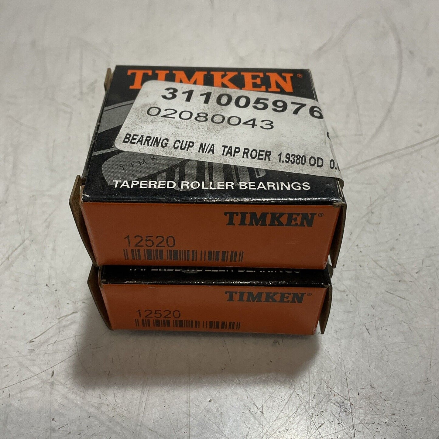 TIMKEN  12520  TAPERED ROLLER  BEARING CUPS   LOT OF 2 U3S