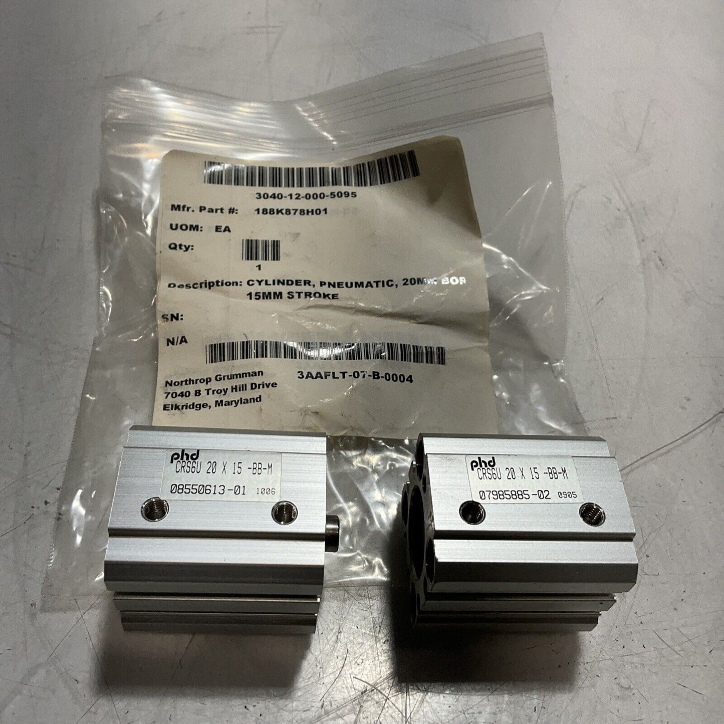 PHD  CRS6U  PNEUMATIC COMPACT CYLINDER  20X15   LOT OF 2 U3S
