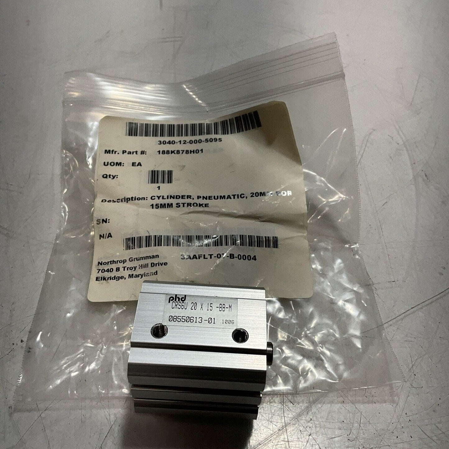 PHD  CRS6U  PNEUMATIC COMPACT CYLINDER  20X15   LOT OF 2 U3S