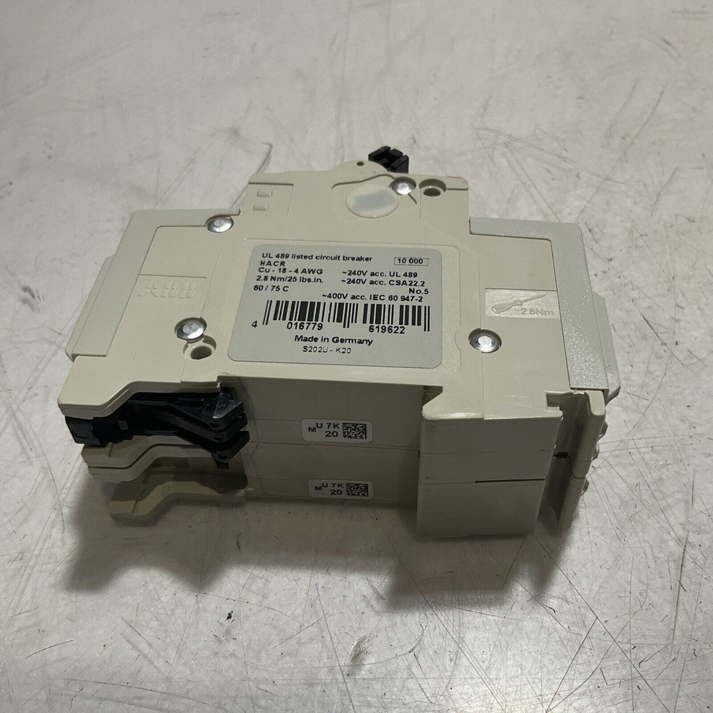 ABB  S202UK20A  CIRCUIT BREAKER  2 POLE  UNIT  U3S