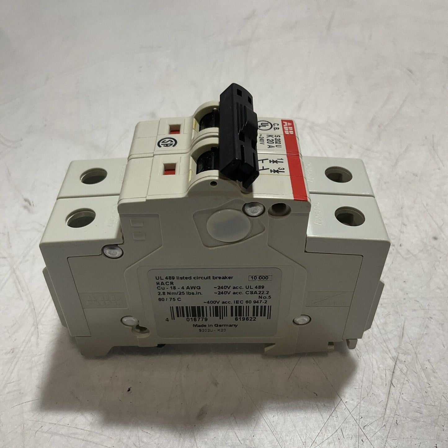 ABB  S202UK20A  CIRCUIT BREAKER  2 POLE  UNIT  U3S