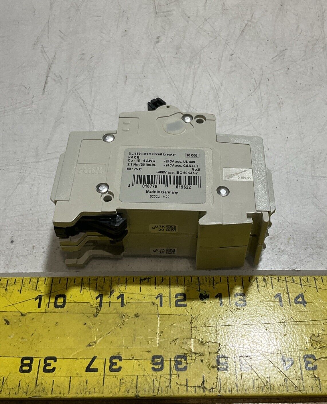 ABB  S202UK20A  CIRCUIT BREAKER  2 POLE  UNIT  U3S