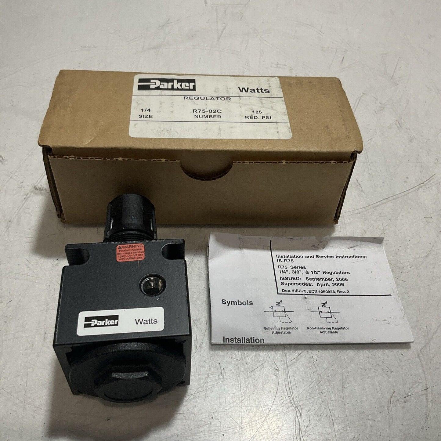 PARKER  R75-02C  WATTS  VALVE  REGULATOR  U3S