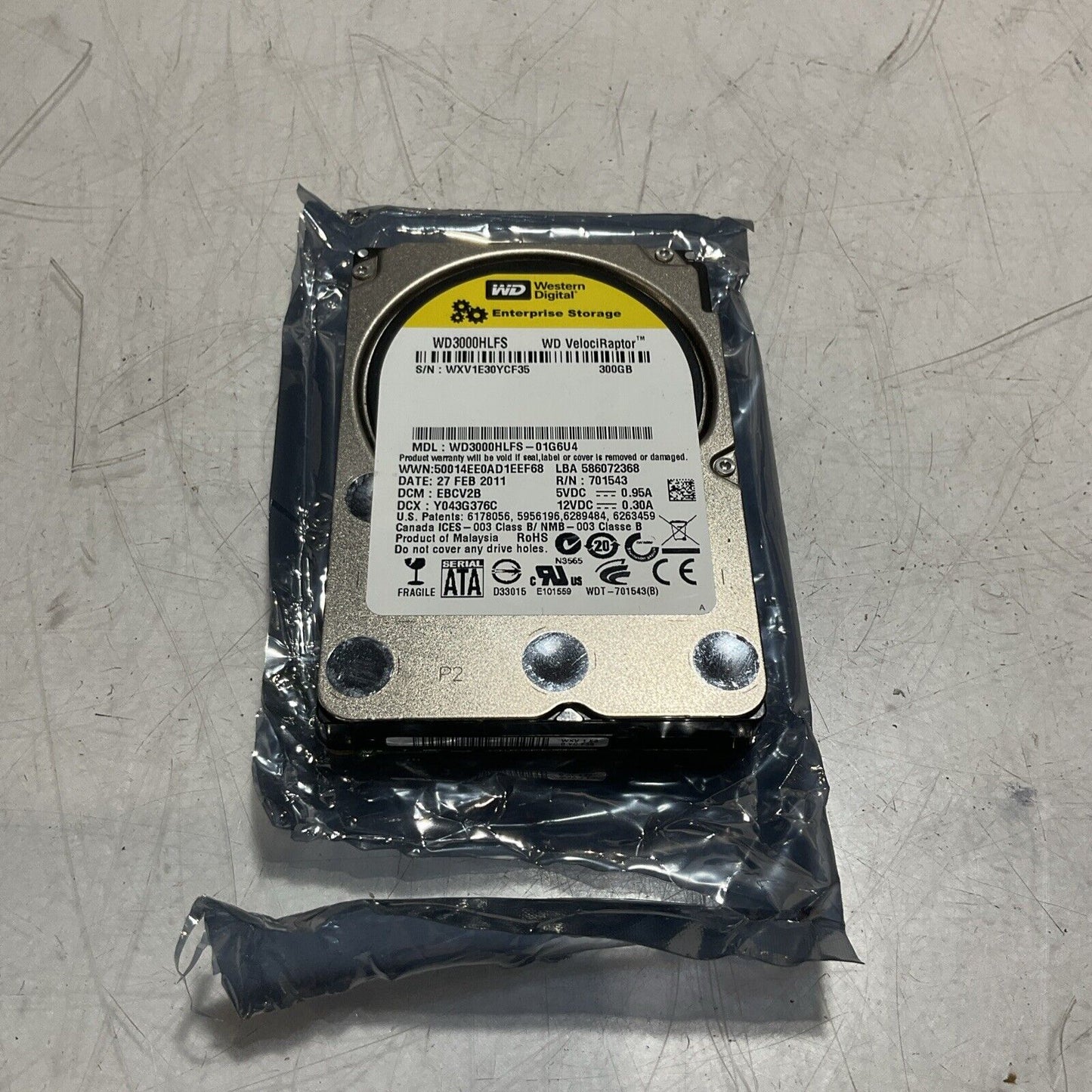 WD WESTERN DIGITAL 300GB VELOCIRAPTOR  WD3000HLFS DRIVE HARD INTERNAL SATA U3S