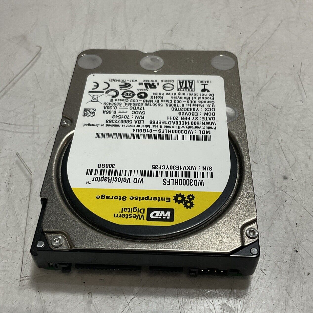 WD WESTERN DIGITAL 300GB VELOCIRAPTOR  WD3000HLFS DRIVE HARD INTERNAL SATA U3S