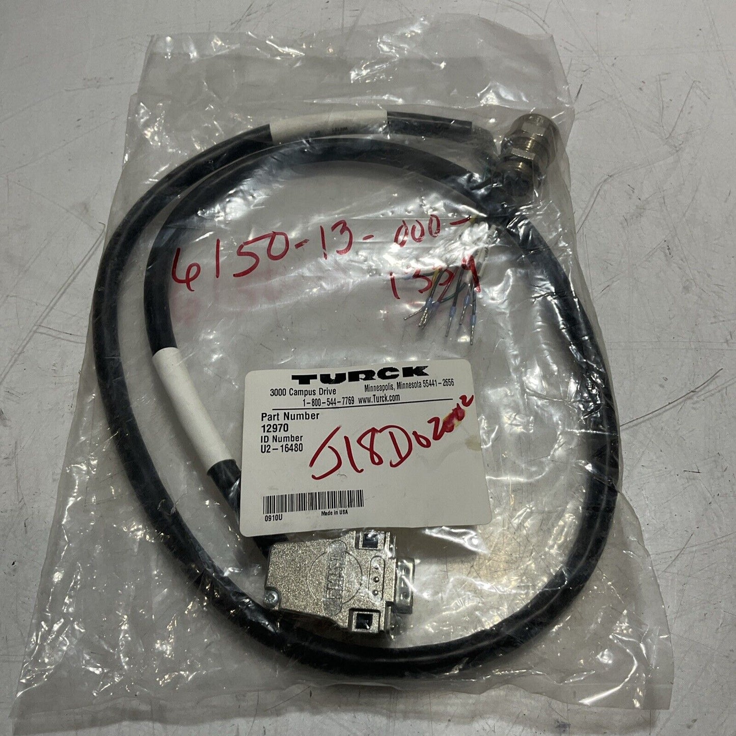 TURCK  12970  VRL-F. PANEL   U450    CABLE ASSEMBLY  U3S