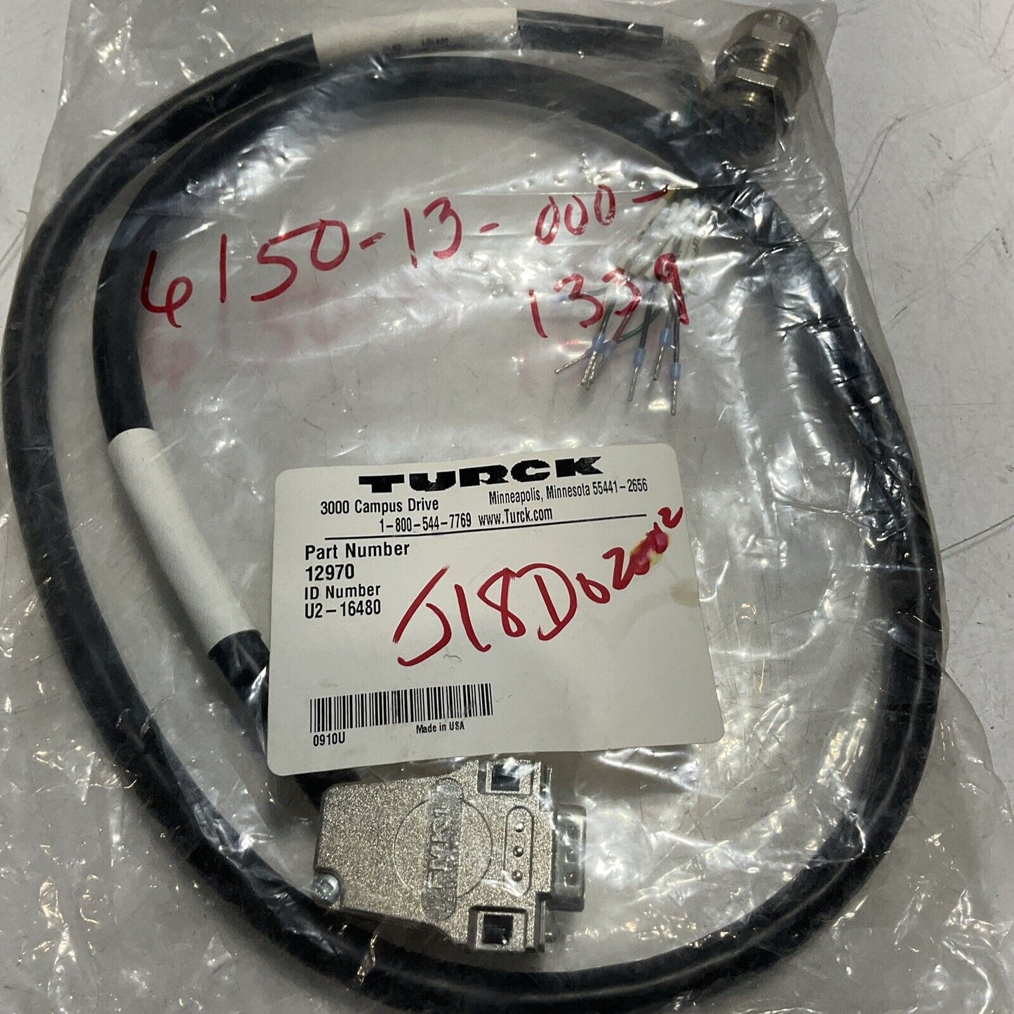 TURCK  12970  VRL-F. PANEL   U450    CABLE ASSEMBLY  U3S