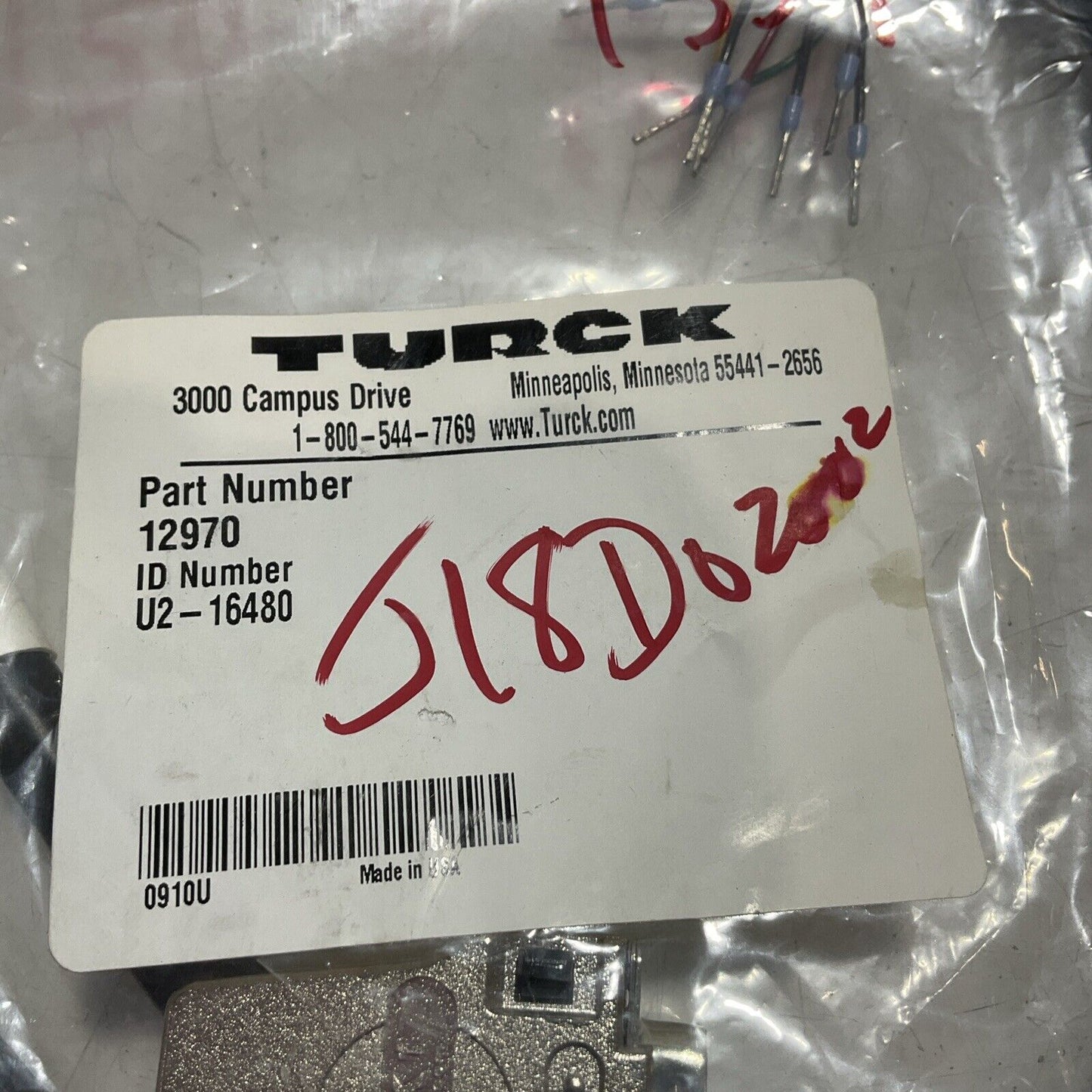 TURCK  12970  VRL-F. PANEL   U450    CABLE ASSEMBLY  U3S