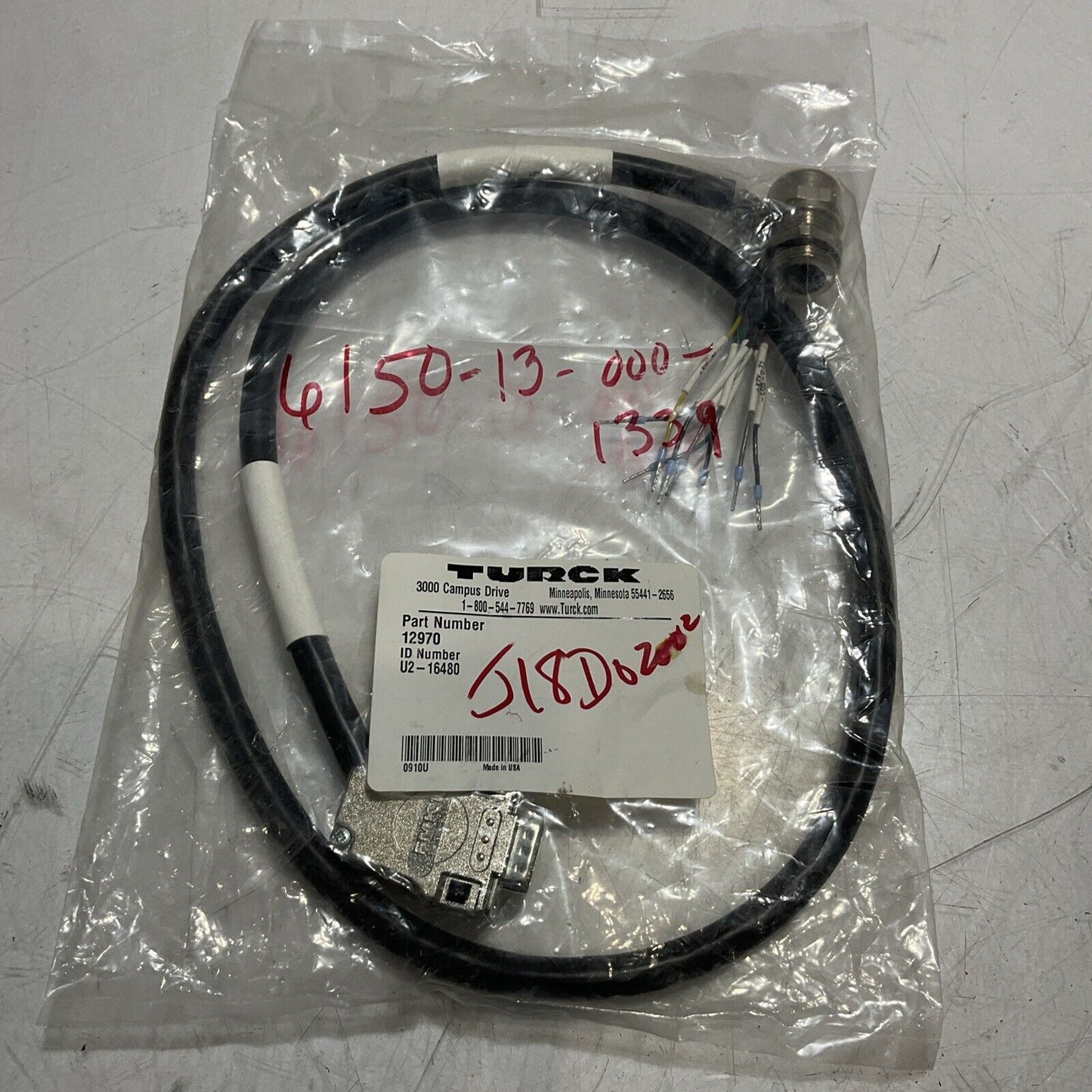 TURCK  12970  VRL-F. PANEL   U450    CABLE ASSEMBLY  U3S