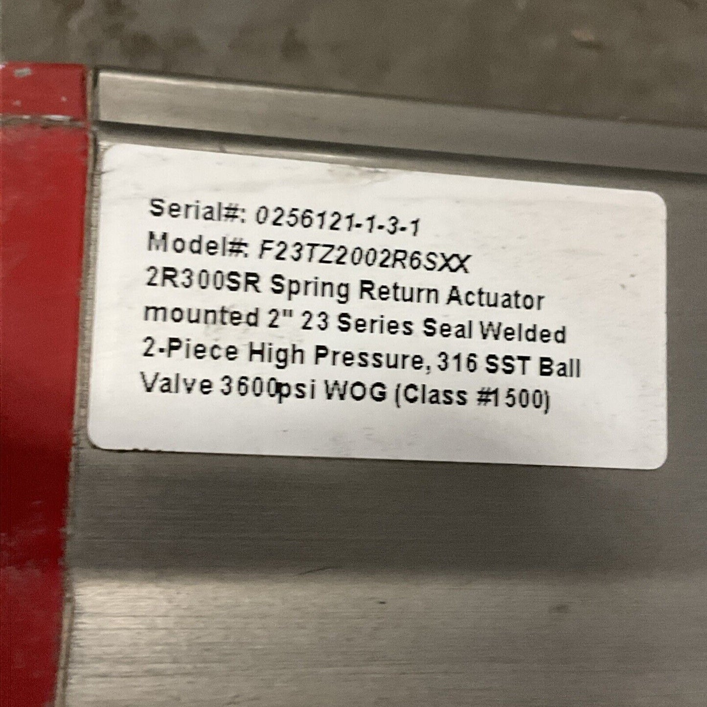 TRIAC SPRING RETURN ACTUATORS W/ 2" VALVE MODEL  F23TZ2002R6SXX 476