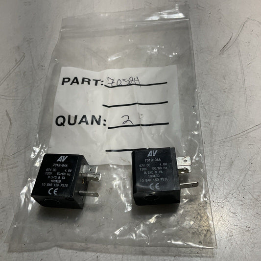 AV  7019-9AA  SOLENOID COILS VALVE   LOT OF 2  RM6