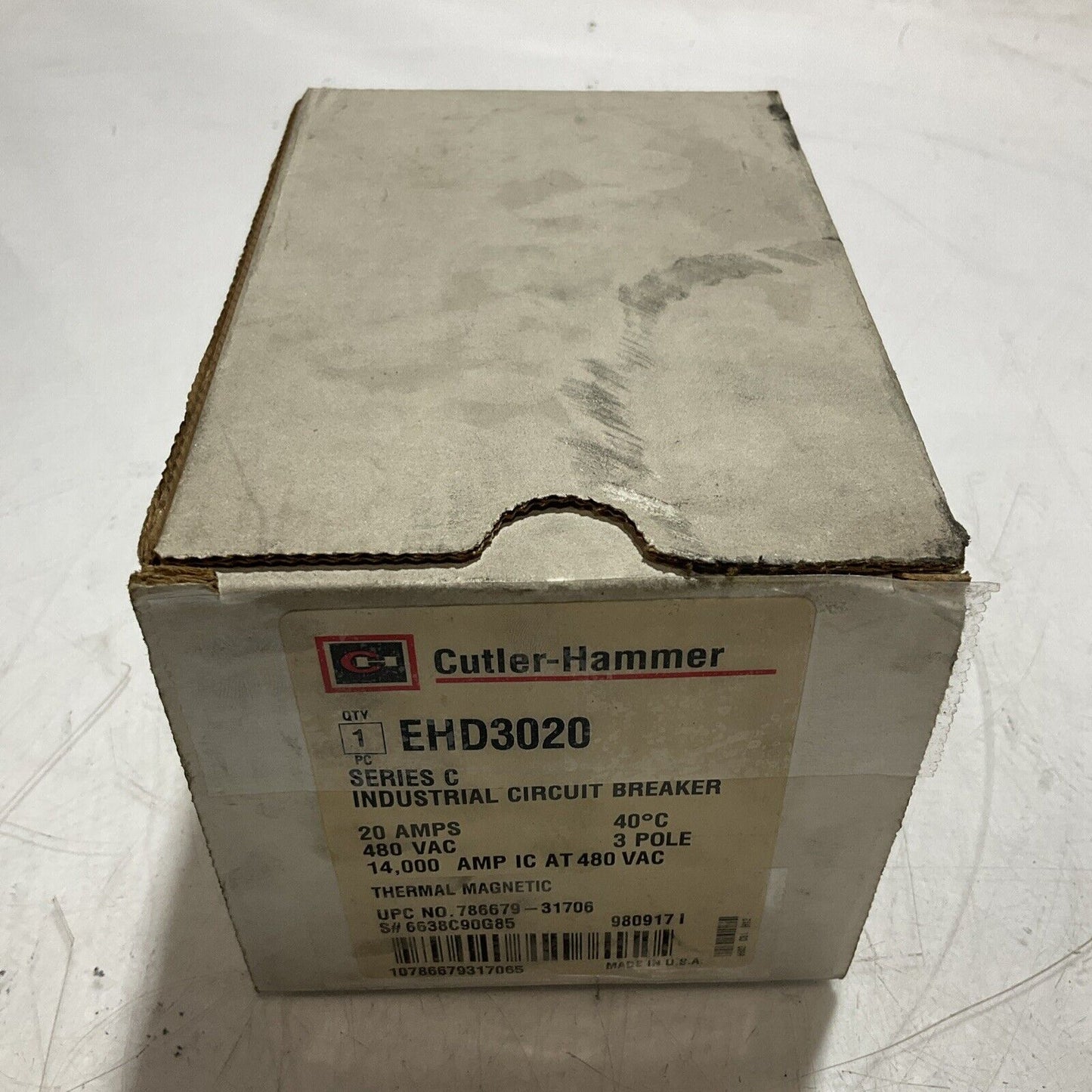 CUTLER-HAMMER  EHD3020 20A INDUSTRIAL CIRCUIT BREAKER  SERIES C