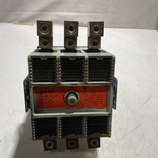 ASEA  EG315-1-UL  CONTRACTOR  SIZE -5  3POLE BREAK  600V  STATER SUPPLY