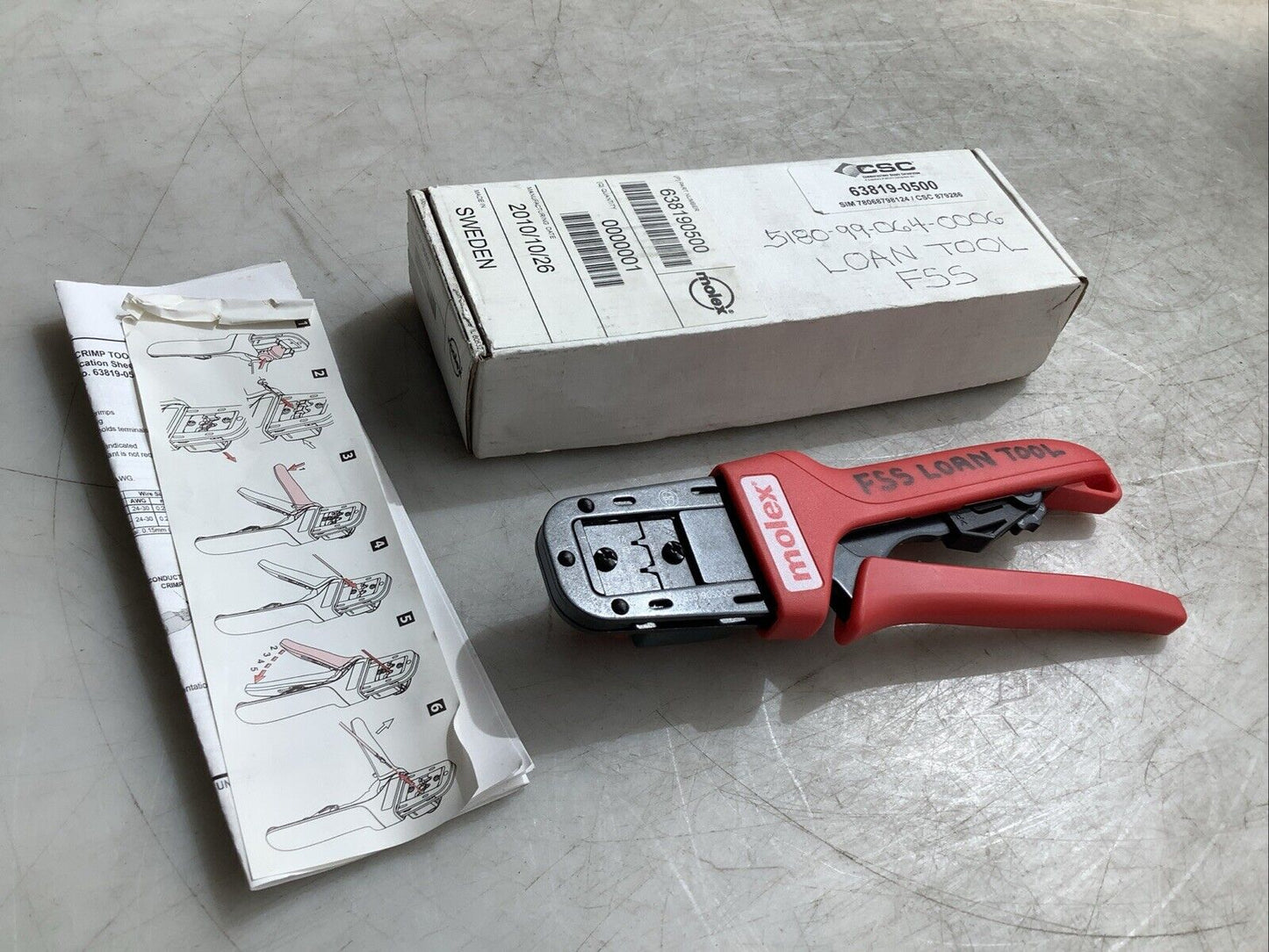 MOLEX 638190500 HAND CRIMP TOOL RED U3S