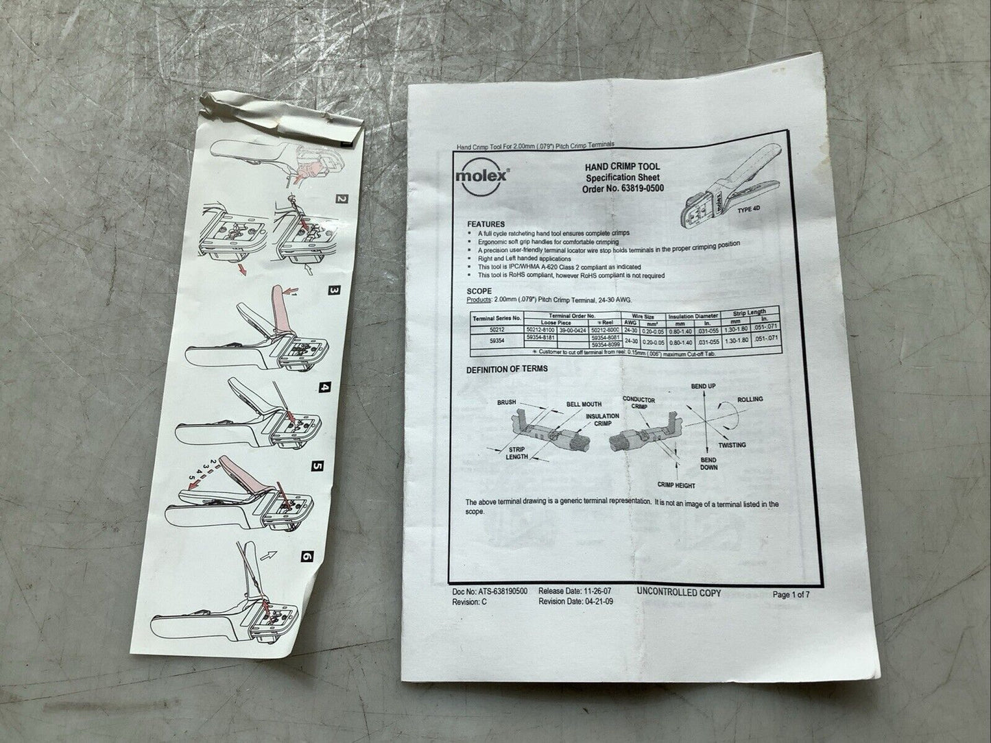 MOLEX 638190500 HAND CRIMP TOOL RED U3S