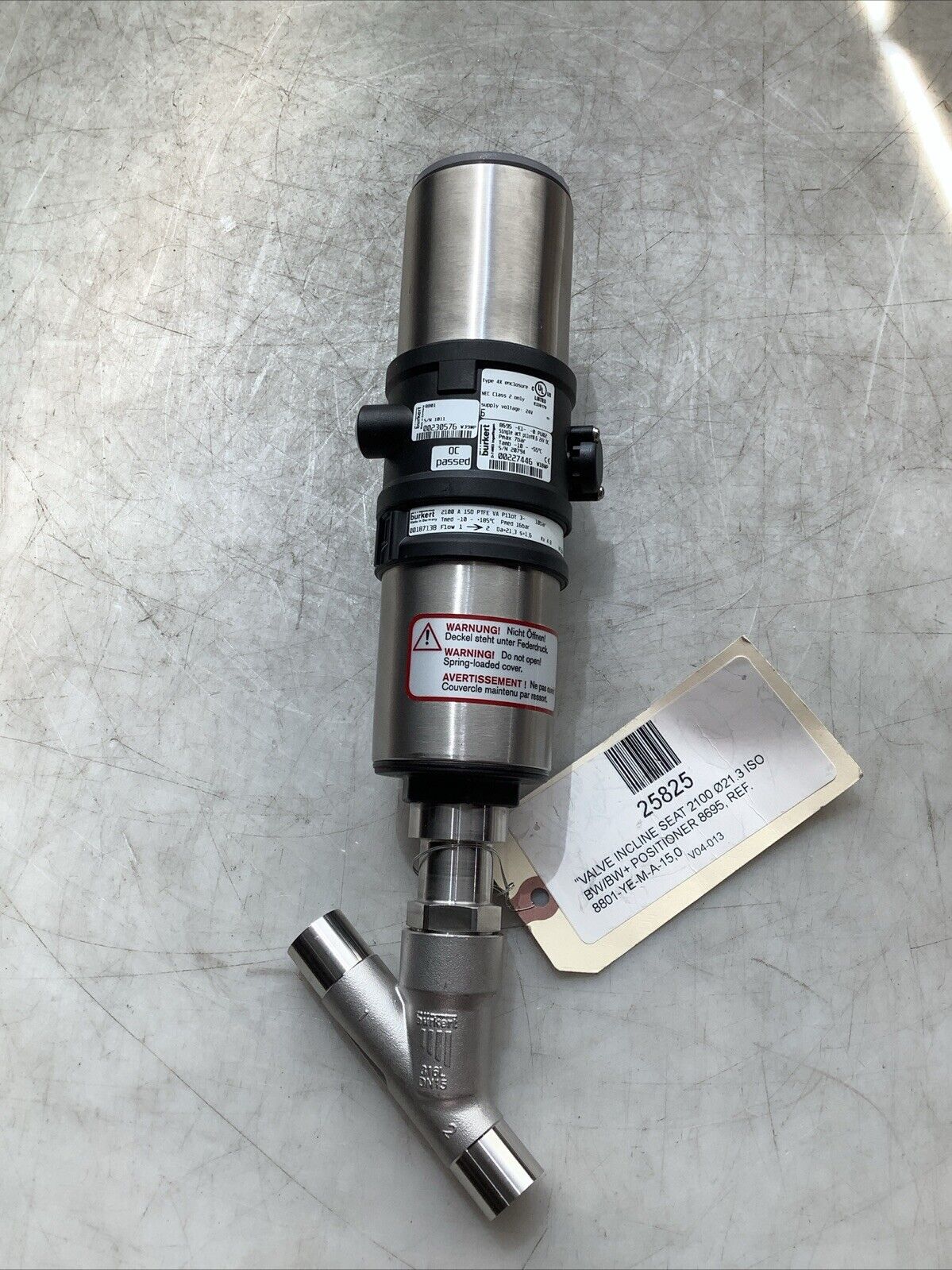 BURKERT 2100 DIAPHRAGM VALVE WITH 8801 INTEGRATOR AND 8695 CONTROL HEAD C2H