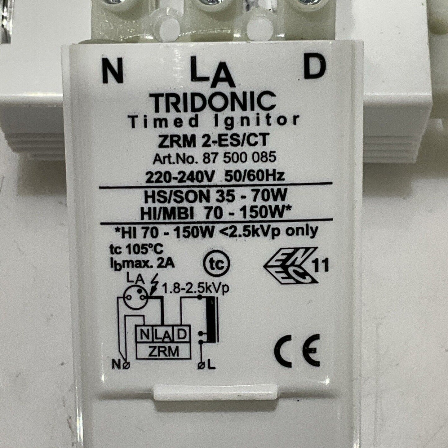 LA TRIDONIC ZRM 2-ES/CT TIMED IGNITOR 87 500 085 220-240V 50/60HZ LOT OF 3 C2H