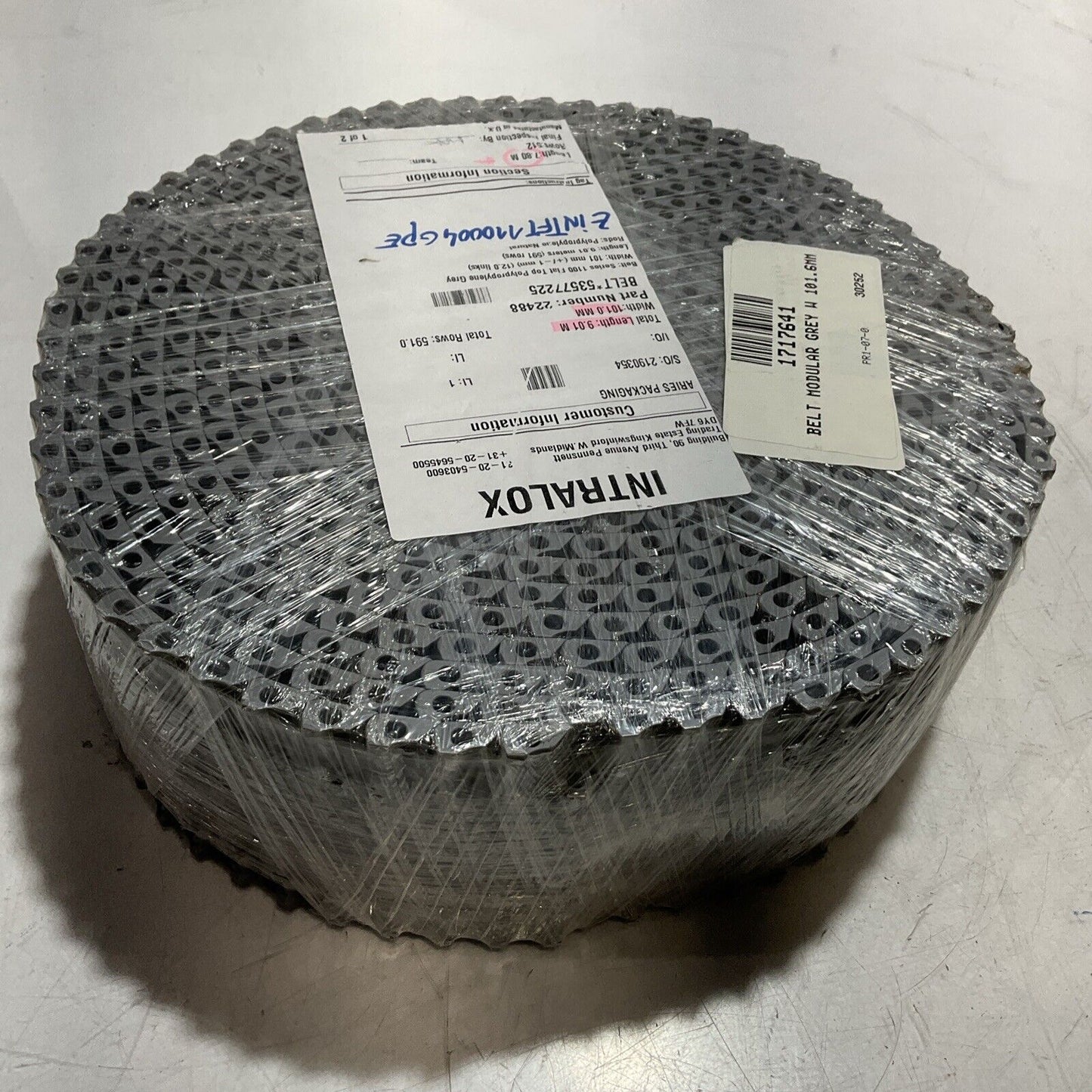 INTRALOX  22488 7.80M 101MM 12 LINKS MODULAR GREY CONVEYER  BELT  C2H