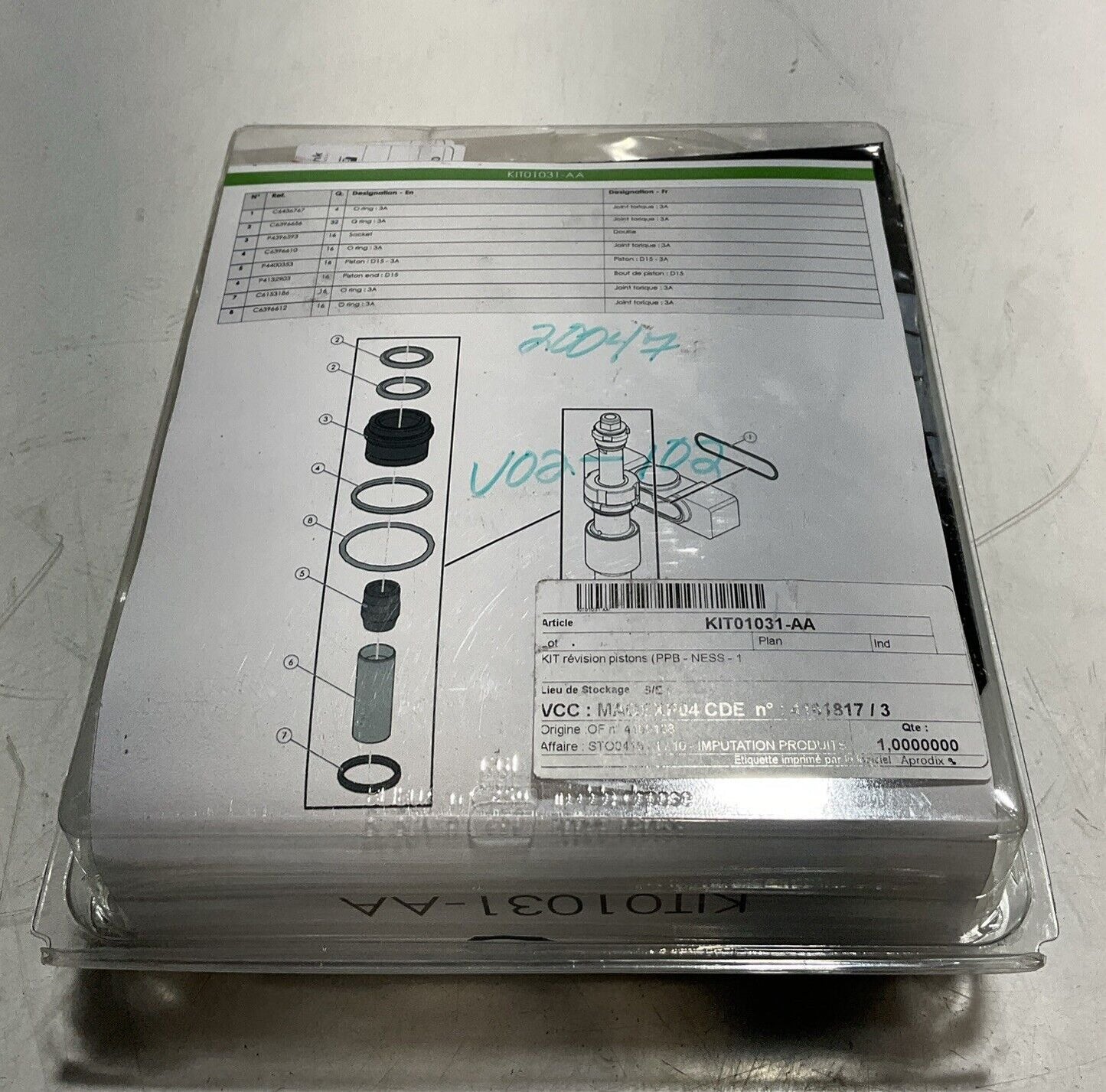 SYNERLINK  KIT01031-AA  KIT  OF PISTON  MAINTENANCE  PPB-NESS 16 PISTON  C2H