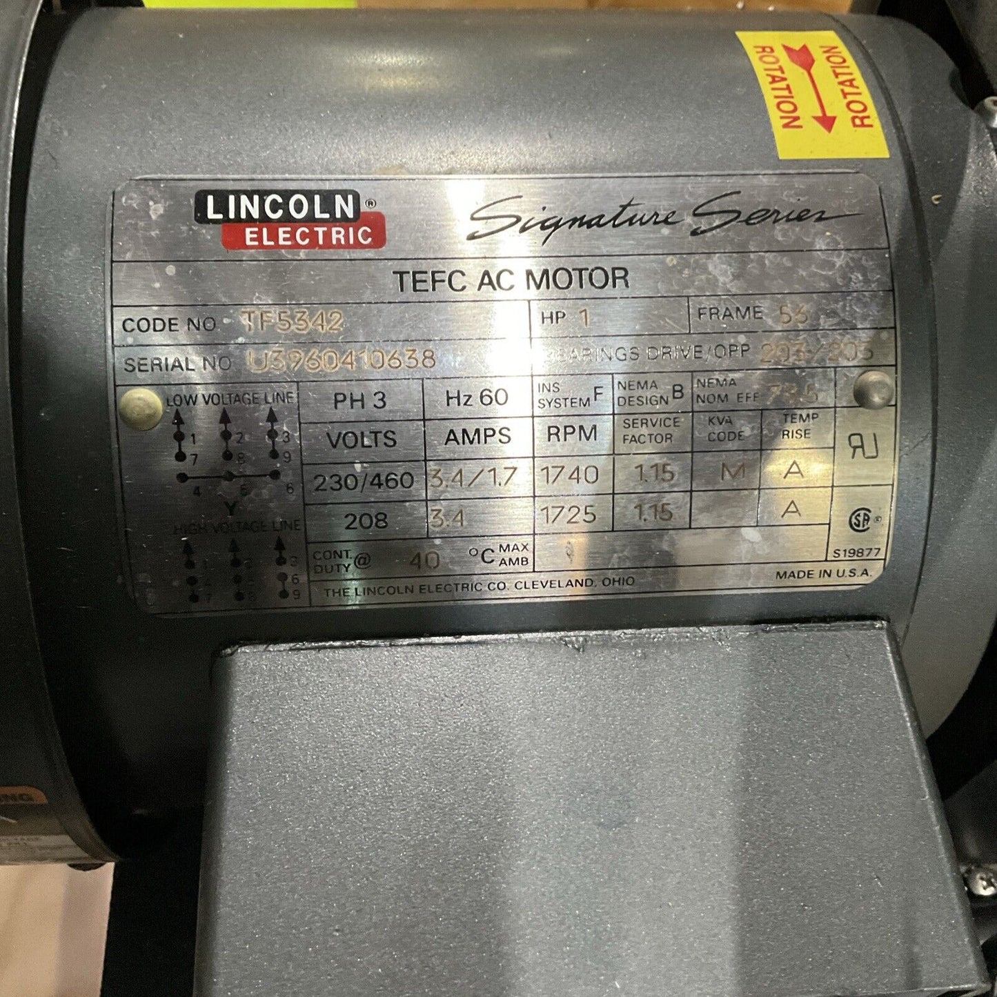 LINCOLN M1215B TF5342 VRC VACUUM PUMP SOFT START SPEED CONTROL RECIPROCATING U3S