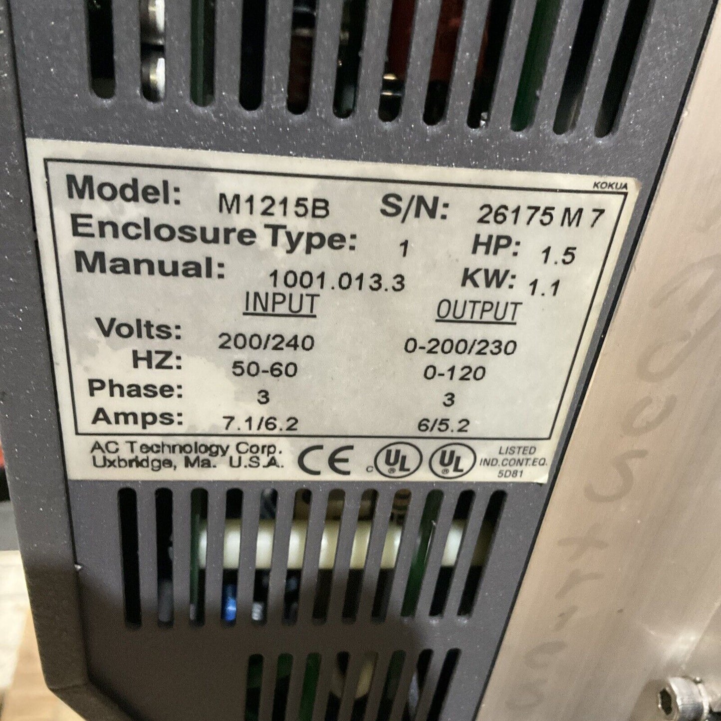 LINCOLN M1215B TF5342 VRC VACUUM PUMP SOFT START SPEED CONTROL RECIPROCATING U3S