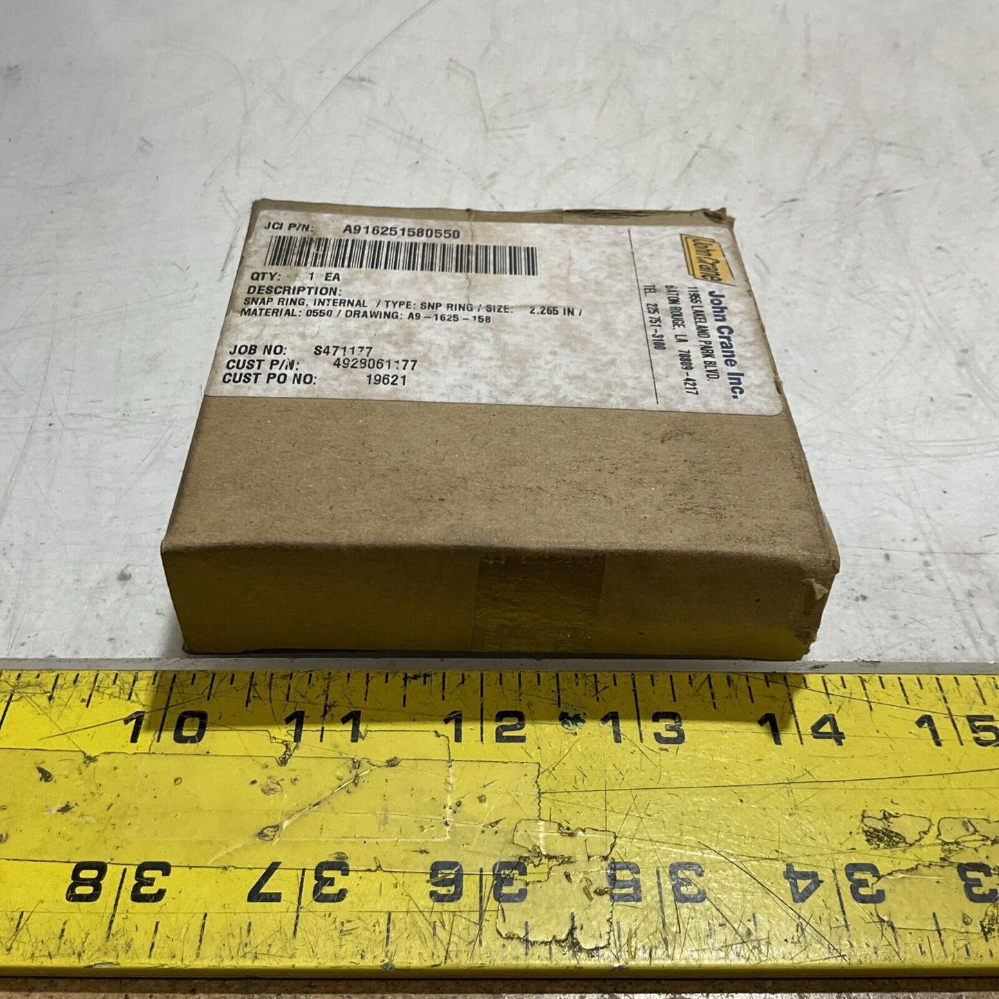 JOHNCRANE A916251580550 SNAP RING INTERNAL SIZE 2.265IN MATERIAL 4928061177 U3S