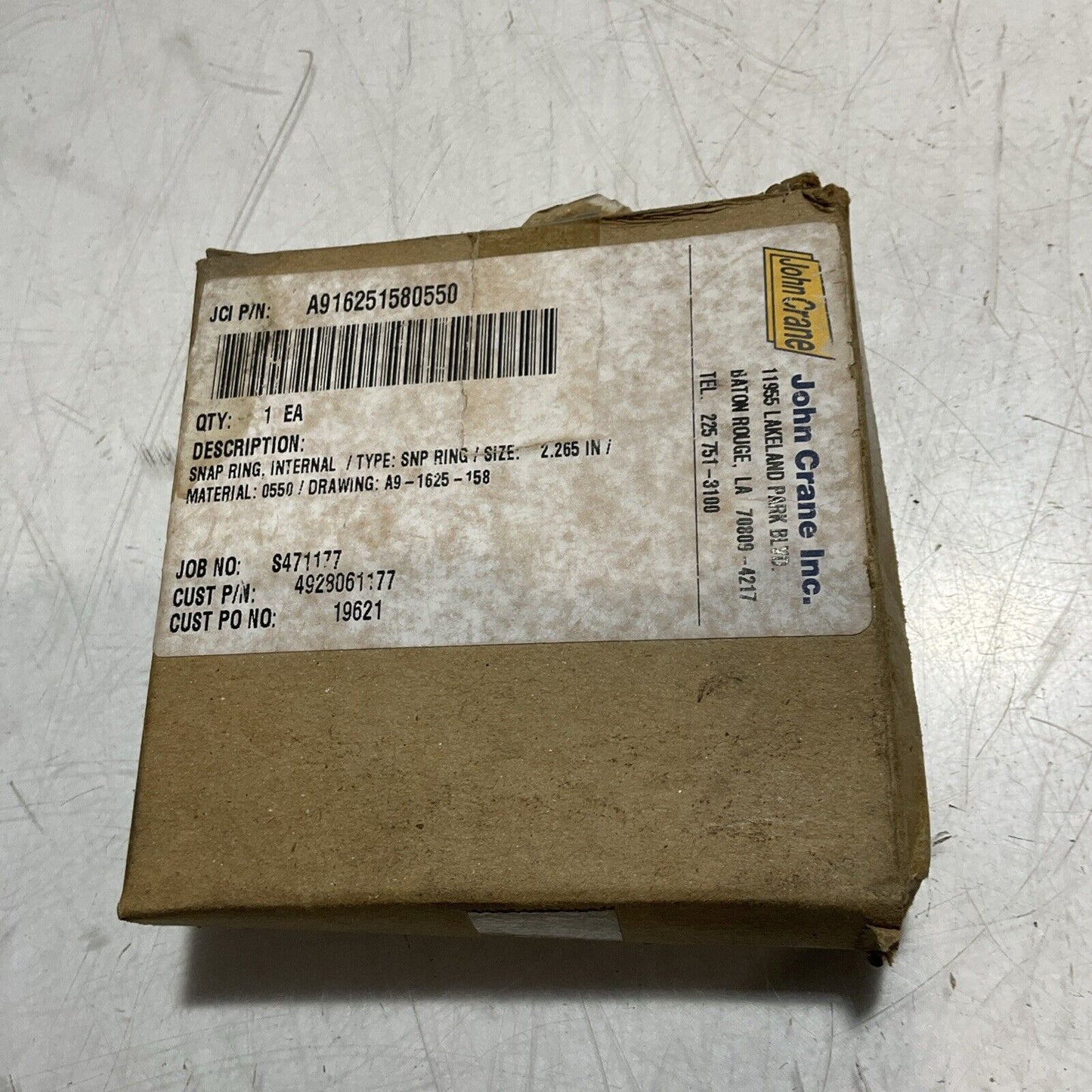 JOHNCRANE A916251580550 SNAP RING INTERNAL SIZE 2.265IN MATERIAL 4928061177 U3S