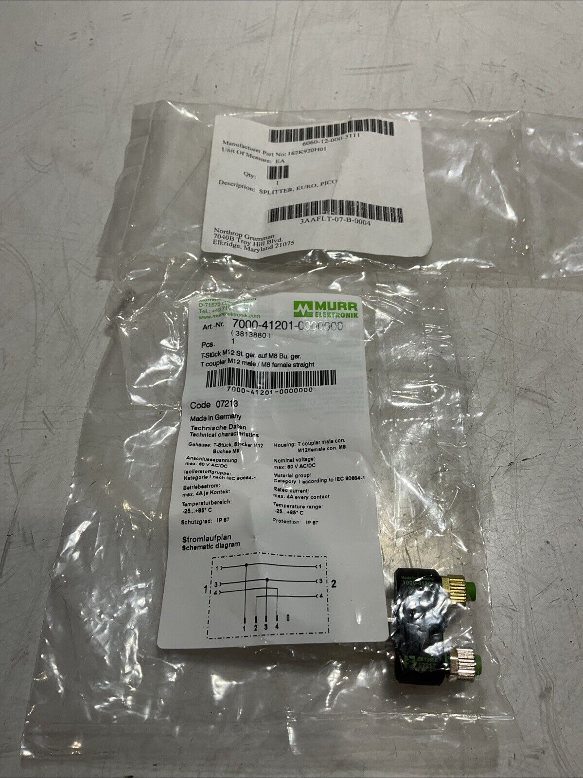 MURR ELEKTRONIK  7000-41201-0000000 SPLITTER EURO PICO  ADAPTOR  U3S