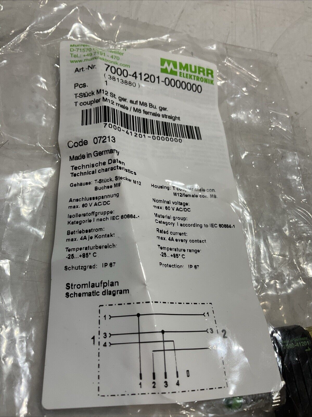 MURR ELEKTRONIK  7000-41201-0000000 SPLITTER EURO PICO  ADAPTOR  U3S