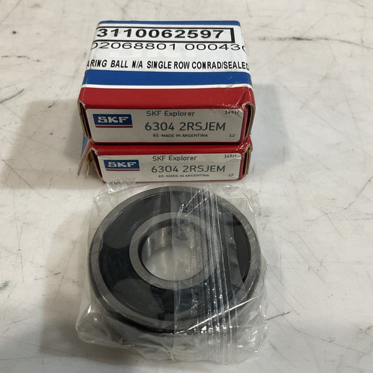 SKF 6304-2RSJEM  DEEP GROOVE BALL BEARINGS  LOT OF 2 U3S