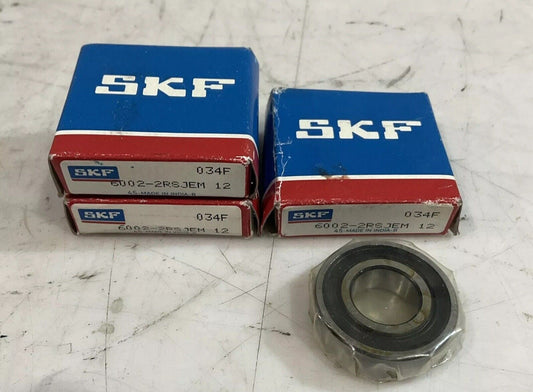SKF  6002-2RSJEM  DEEP GROOVE BALL BEARINGS LOT OF 3  U3S