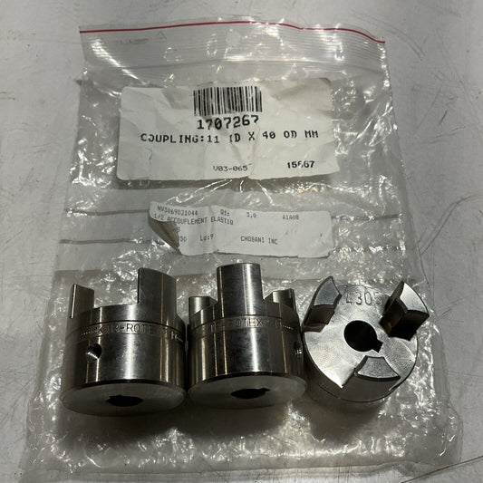 KTR-ROTEX  14305 11 ID X 40 OD MM COUPLING LOT OF 3 C2H