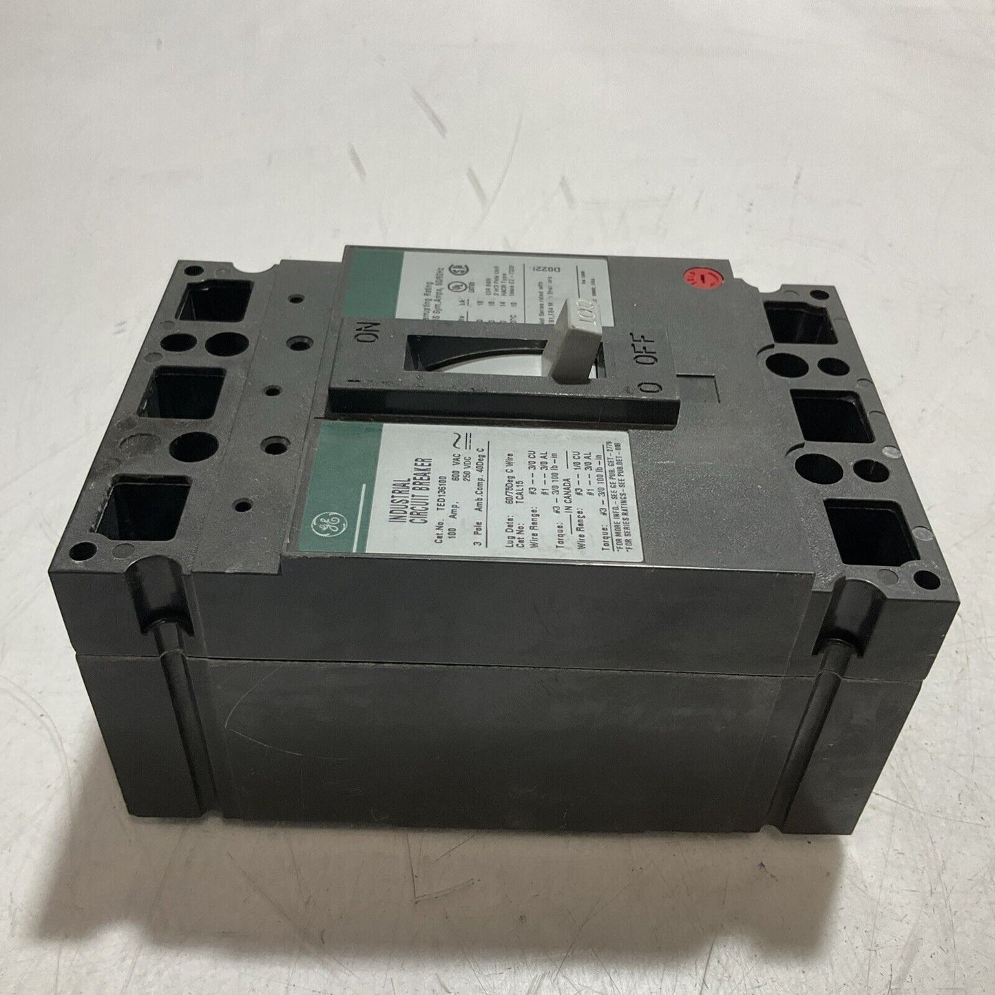 GE  TED136100WL 100A MOLDED  INDUSTRIAL CIRCUIT BREAKER  U3S