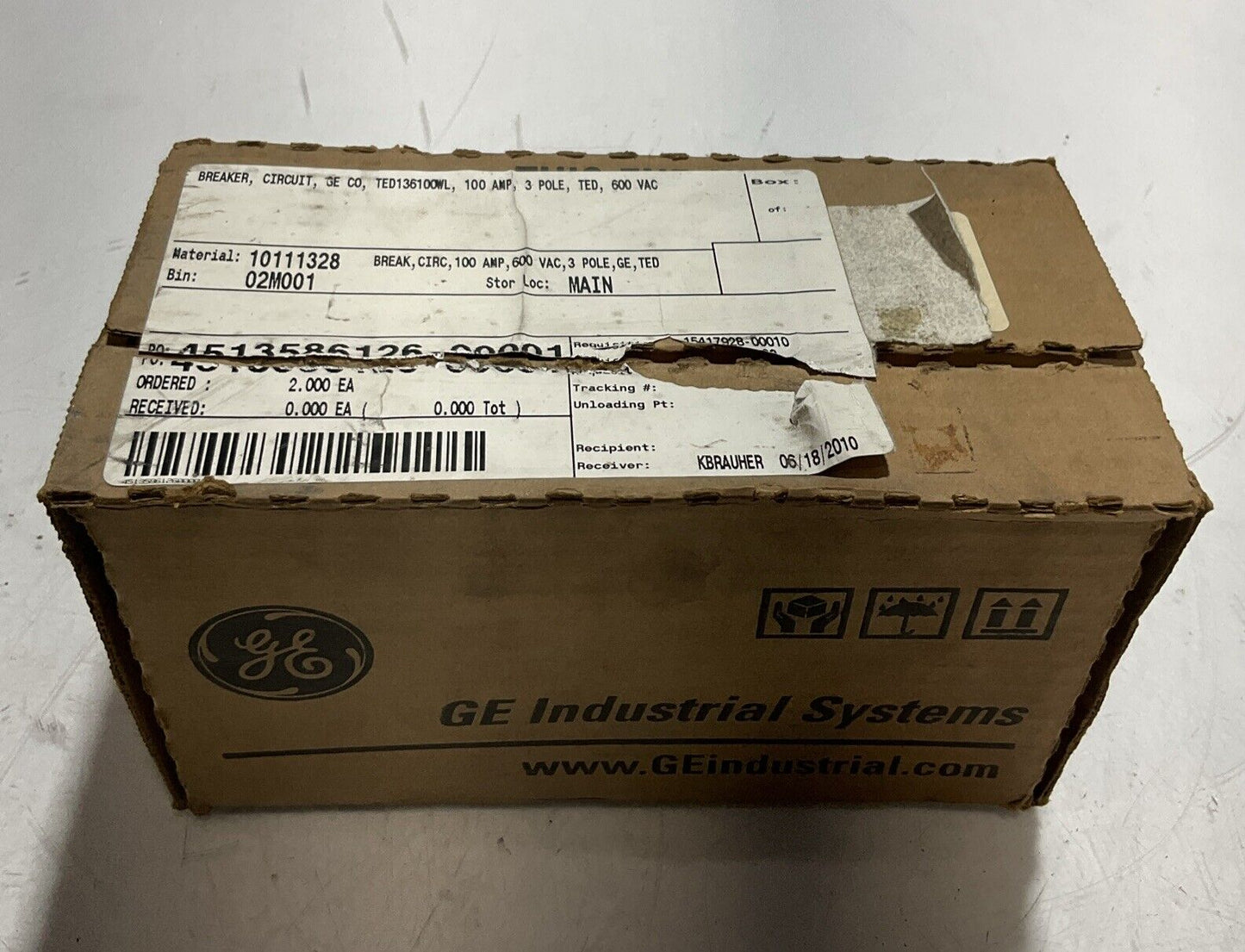 GE  TED136100WL 100A MOLDED  INDUSTRIAL CIRCUIT BREAKER  U3S