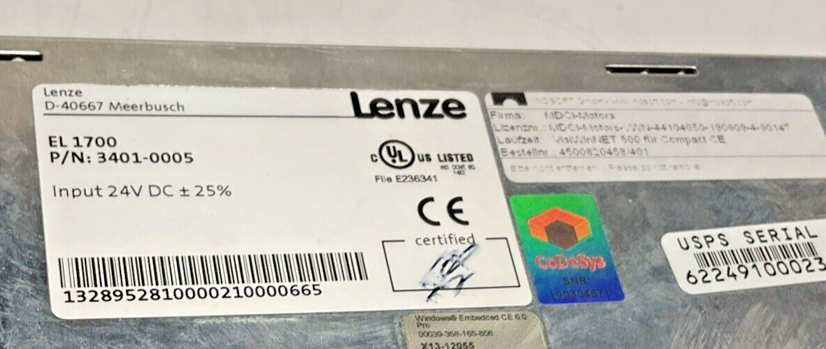 LENZE EL 1700 3401-0005  OPERATOR INTERFACE  TOUCHSCREEN  U3S