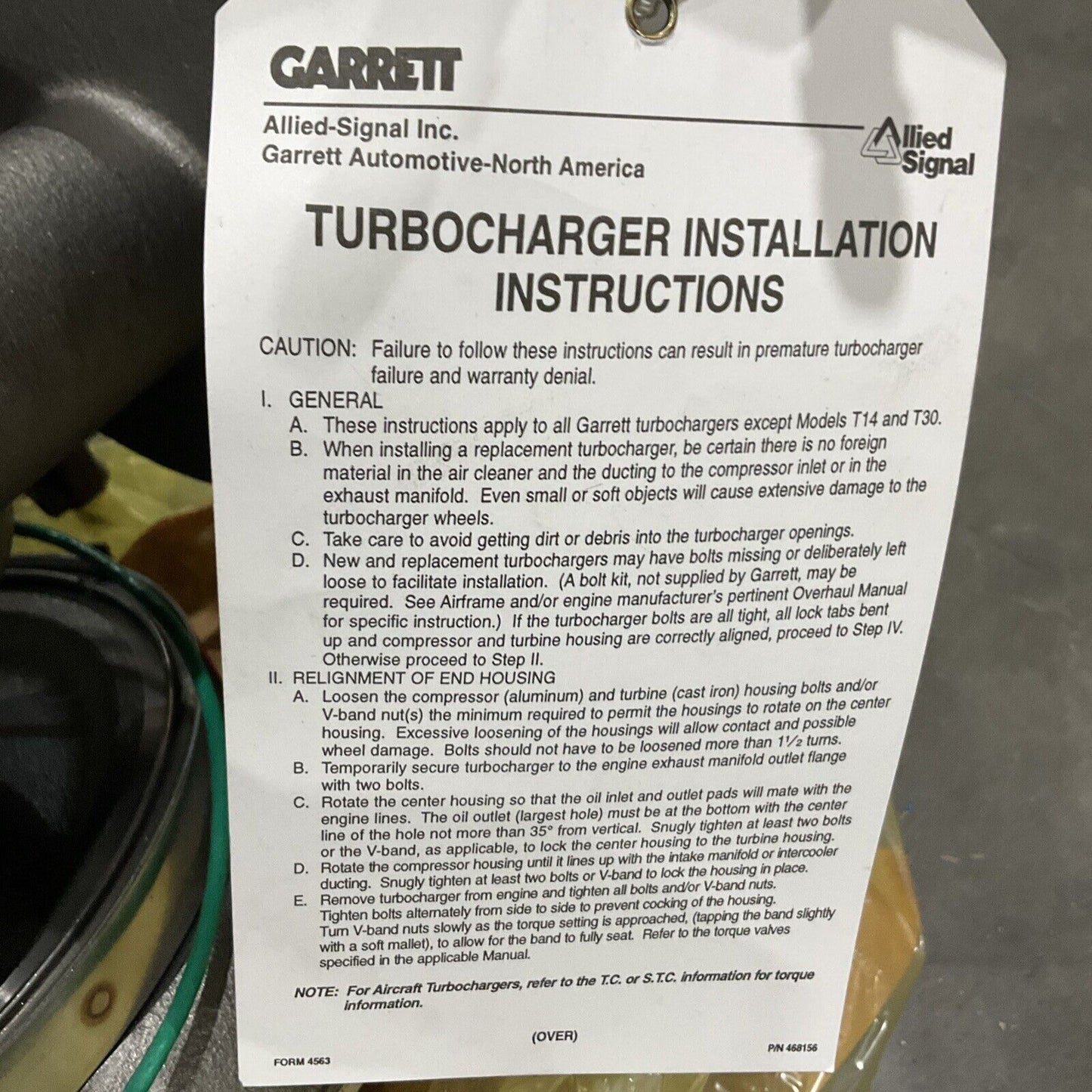 GARRETT  23535314 TURBOCHARGER  DETROIT DIESEL E3G