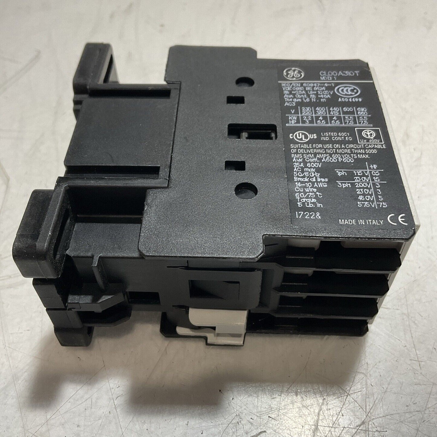 GE  CL00A310TJ  CONTACTOR 4 POLE 25A 600V E3G