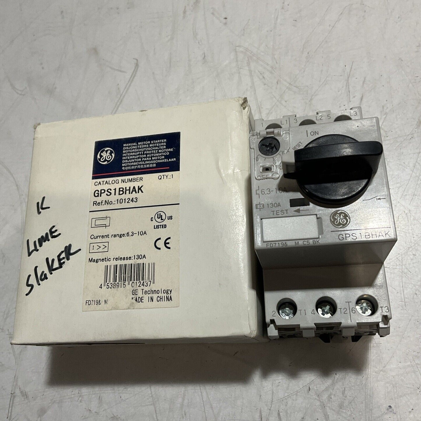 GE  GPS1BHAK  MANUAL MOTOR  STARTER  CIRCUIT BREAKER E3G