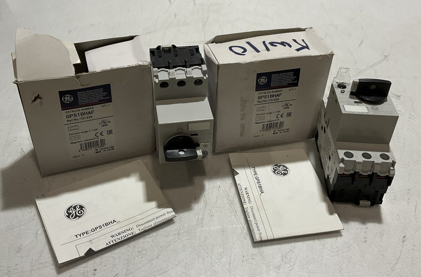 GE GPS1BHAF MANUAL MOTOR STARTER  LOT OF 2 E3G